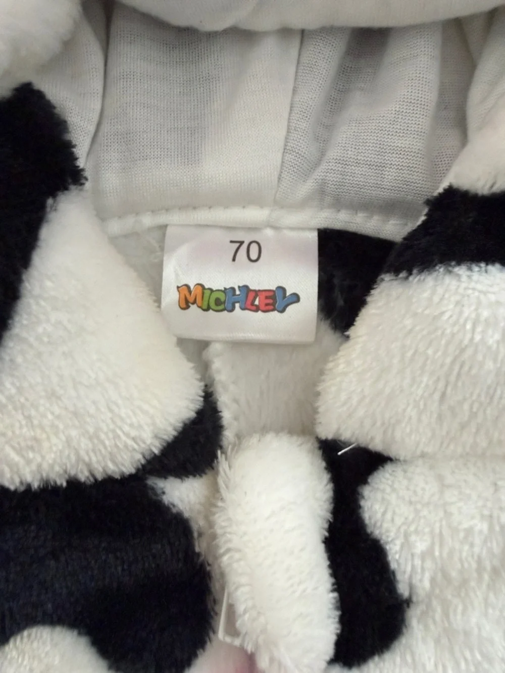 Kids Cow Fleece One-Piece Romper with Hood - Pink & Black